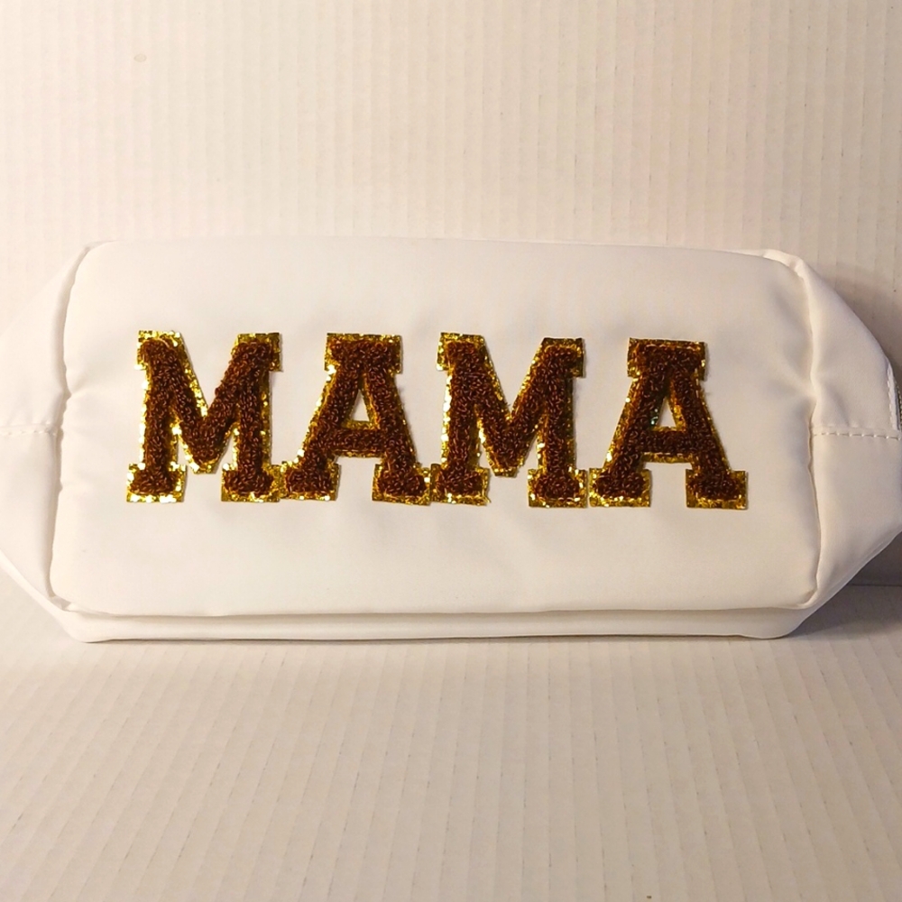 "MAMA" WHITE COSMETIC/ TRAVEL BAG CASE